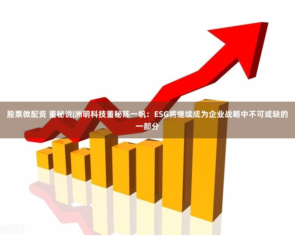 股票微配资 董秘说|洲明科技董秘陈一帆：ESG将继续成为企业战略中不可或缺的一部分
